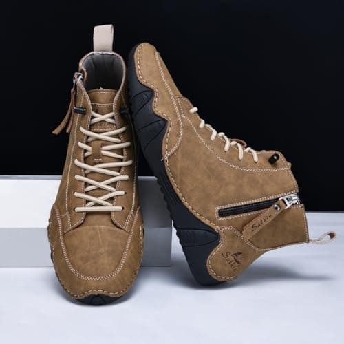 GJUYC Chelsea Boots Mens Leather Shoes For Men High Top Sneakers Casual Handmade Work Men's Size Man Shoe