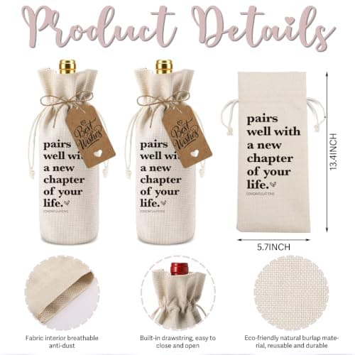 1 Pcs Funny New Chapter Wine Bag New Beginnings Gifts for Women Men Farewell Gifts for Friends Going Away Gifts for Coworkers Women Men Moving Away Gifts for Friends New Teacher Gifts