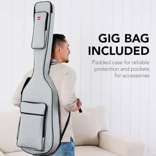 Best Choice Products Full Size Beginner 4-String Electric Bass Guitar, Wooden PB-Style Bass Starter Set w/Padded Carrying Case - Hollywood Blue/White