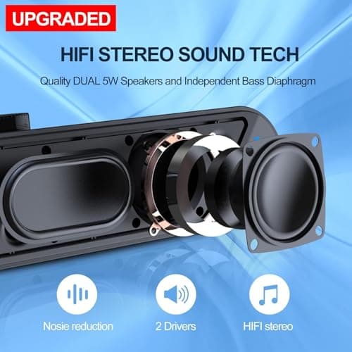 LENRUE Computer Speakers,PC Speakers for Desktop,Wired USB-Powered Sound-bar for Computer with 10W Stereo Sound and Colorful Light,Plug-n-Play (A39PRO /Black)