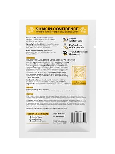 Bio Ouster 3in1 Weekly Hot Tub Cleaner, Conditioner, Clarifier - Hot Tub Chemicals for Standard & Inflatable Spas - Spa Chemicals for Crystal Clear & Sparkling Clean Water - Made in USA (4 Week Kit)