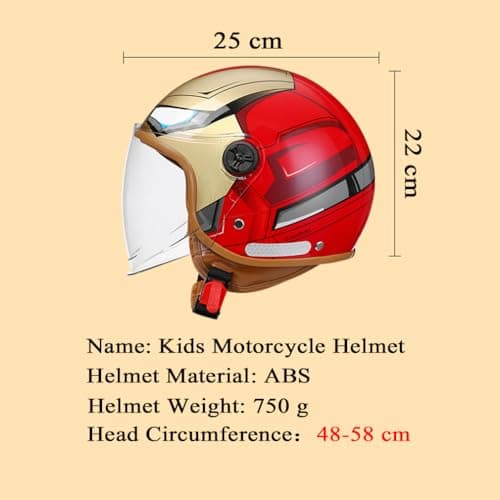 Youth & Kids Gift Retro Electric Motorcycle 3/4 Half Helmet,Toddler Cute 3/4 Open Face Motorcycle Half Helmet,DOT Approved,Boys Girls Go-Kart Dirt-Bike Street Scooter Vespa ATV Helmet