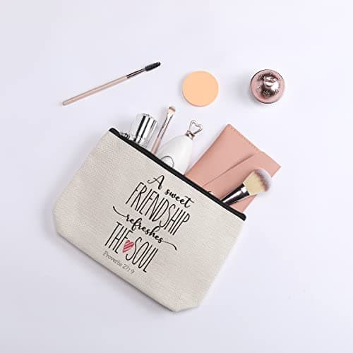Friendship Gifts for Women, Christian Gifts for Women Friends, Secret Sister Gift for Best Friend Birthday Valentines Day Makeup Bag Cosmetic Bag