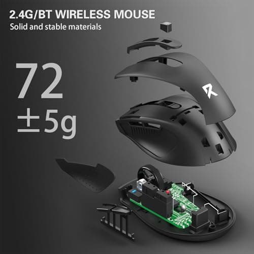 Redragon Wireless Mouse BT5.0/3.0 & 2.4G, 6 Buttons, 5 Level 4000DPI Bluetooth Mouse, 18 Months Battery, Portable Optical Computer Mice for Laptop, PC, Chromebook, Windows, Mac-Black