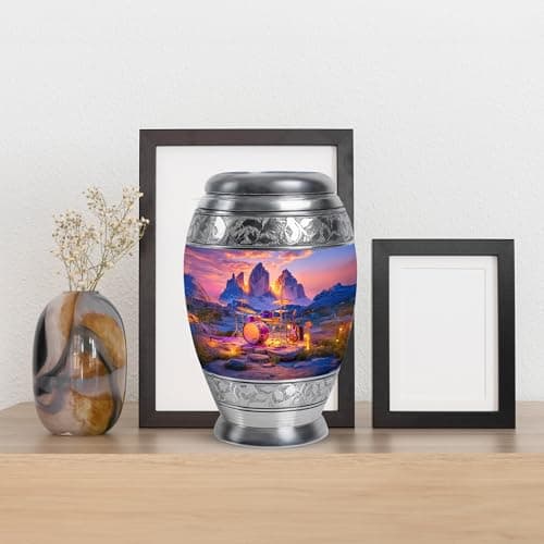 Drums Memorial Keepsake Cremation Urns for Human Ashes, Blue Burial Small Urn for Adult Male & Female Ashes, Burial Ash Holder for Mom, Remembrance Gift for Loss of Mom & Dad (3 Inch) B0FJYF53PZ