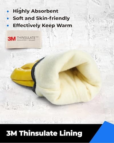 DULFINE Winter Leather Work Gloves for Men and Women,3M Thinsulate Lining for Cold Weather Work, Thermal Insulated Gloves