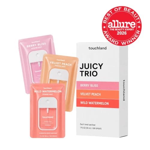 TSA ready Power Mist with skincare benefits. Velvet Peach, Berry Bliss and Wild Watermelon. Touchland Juicy Trio Hydrating Hand Sanitizer Spray Set Travel Size B09YT2H35S