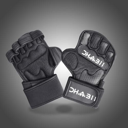 Dhabii Weight Lifting Gloves Compatible with Smart Watches, Ventilated Workout Gloves with Wrist Wraps for Men and Women- Great for Cross Training, Pull Ups, Gym, Workout.