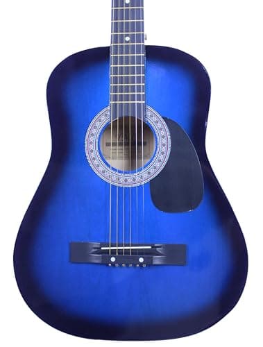 YMC 38" Blue Beginner Acoustic Guitar Starter Package Student Guitar with Gig Bag,Strap, 3 thickness 9 Picks,2 Pickguards,Pick Holder, Extra Strings, Electronic Tuner -Blue
