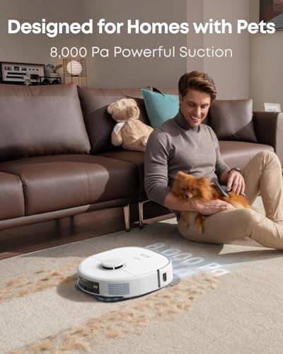 eufy X10 Pro Omni Robot Vacuum and Mop Combo, Incredible Suction, Dual Mops with 12 mm Auto-Lift and Carpet Detection, AI Obstacle Avoidance, Auto Mop Washing&Drying, Self-Emptying, White