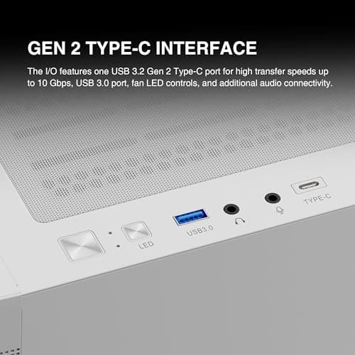 GAMDIAS White ATX Mid Tower Computer Case Tempered Glass, Gaming PC Case Support Dual 360mm AIO/Radiator, 7x120mm Case Fans (4X 120mm Built-in), 420mm GPU/VGA, USB3.0X 2, Type C x1, 170mm CPU Cooler