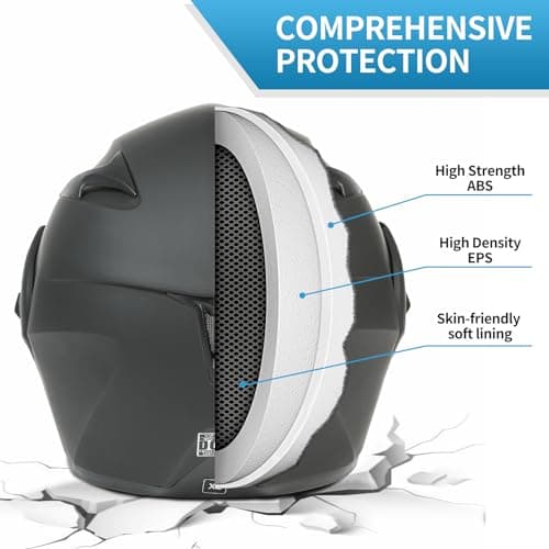 Motorcycle Bluetooth Modular Helmet, DOT Approved Dual Visor Full Face Flip up Bluetooth Integrated Motorcycle Helmets for Adults Men Women