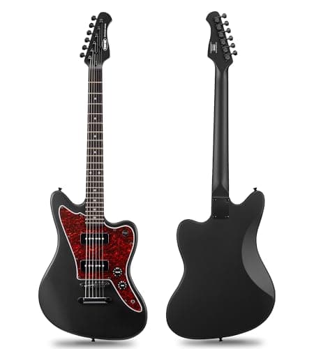 Tostar Electric Guitar: P90 Pickups, TOM Bridge & Smoked Matte Finish, 3-Way Switch, 39" Solid Body Electric Guitar for Intermediate Players, Guitarra Eléctrica Kit, Musical Birthday Gifts, Black