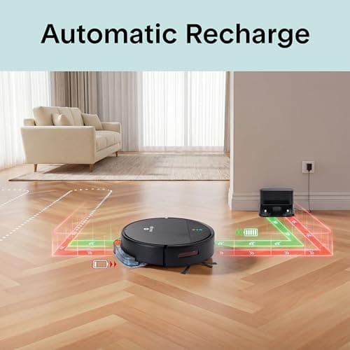 SereneLife Smart Robot Vacuum Cleaner and Mop Combo, App Control, 3 Cleaning Modes, Anti-Fall Sensors, Self-Charging, High Suction Ideal for Pet Hair, Carpet and Hard Floors, Black
