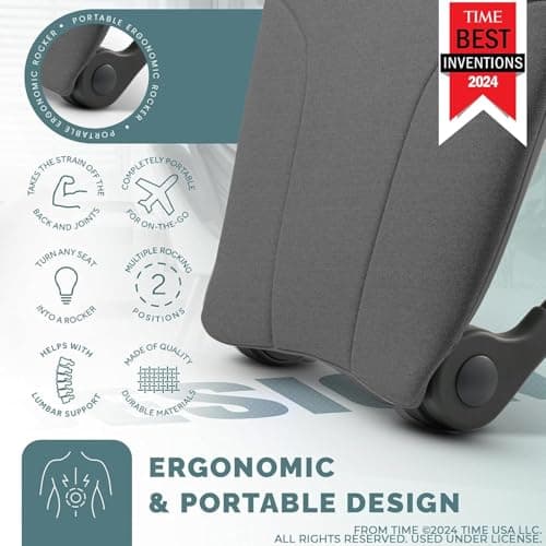 READY ROCKER Ultra| Adjustable Ergonomic Portable Rocker | Back Pain Relief & Relaxation | Back & Lumbar Support for Chair | Lightweight & Portable | 4.0 Model (Dove)