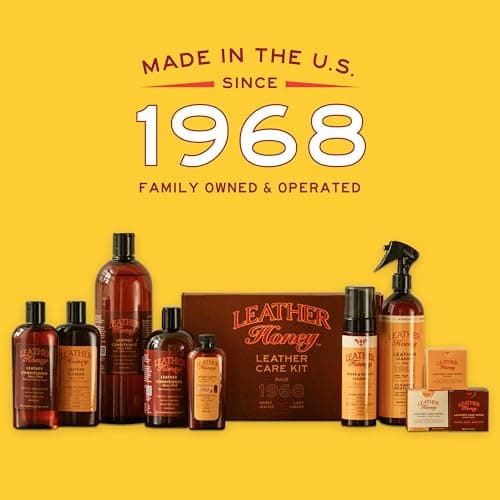 Leather Honey Complete Leather Care Kit: Cleaner, Conditioner, 2 Cloths. Non-Toxic Leather Care Made in The USA Since 1968. Restore Couches, Car Seats & Interior, Jackets, Shoes & Bags. for Any Color