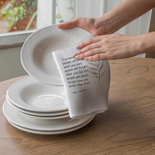 TNUW Hostess Gifts Kitchen Towels - Hostess Gifts for Women,Inspirational Quote Soft and Absorbent Kitchen Tea Dish Hand Towels 16″×24″(White)