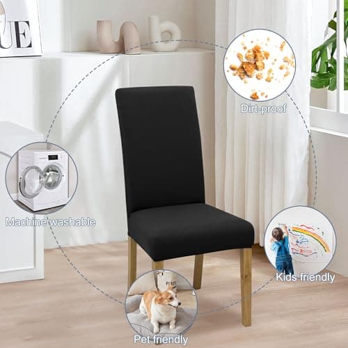 BIETYONE Chair Covers,Dining Room Chair Covers Set of 6,Stretch Kitchen Chair Cover,Washable Dining Chair Cover,Parsons Chair Slipcovers Protective,for Home,Restaurant,Banquet