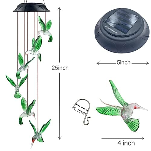 Hummingbird Solar Chimes,Unique Birthday Gifts for Women/Mom/Grandma,Best Idears Grardening B07TLHZJ31