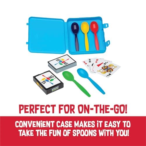 Spoons in a Case, Card Games for Kids - Spoons Game, Fun Family Games for Kids and Adults, Game Night, Travel Games, 3-6 Players, Ages 7+