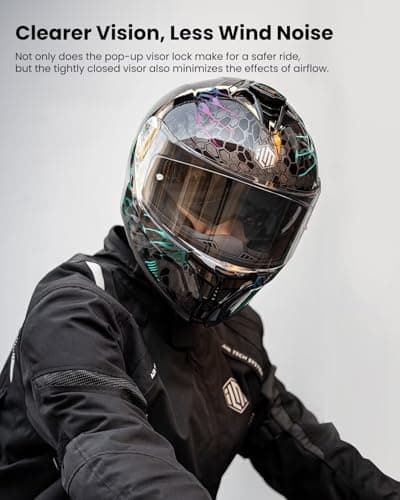 ILM Motorcycle Helmets DOT ECE Dual Visor Street Racing Helmet Full Face Powersports Cascos for Men Women Model MF567(Cobra Camaleon Purple, L)