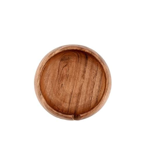 Samhita Acacia Wood Wooden Yarn Bowl for Crocheting & Knitting Hand Made by Indian Artisans Birthday Gifts for Mom & Knitting Lovers (6" x 6" x 3")