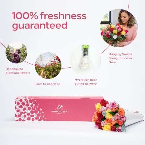 Aquarossa Farms – Flowers for Delivery, Fresh Flowers Bouquet, Handpicked from the Farm, Gift for Birthday, Anniversary, or Just Because – 24 Fresh Roses