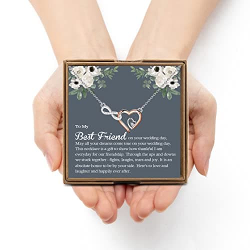 OKEYCH BestFriend Gift to Bride, To My Best Friend On Her Wedding Day Necklace, Bride Gift From Maid of Honor, Wedding Present