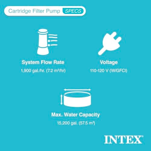 INTEX C2500 Krystal Clear Cartridge Filter Pump for Above Ground Pools: 2500 GPH Pump Flow Rate – Improved Circulation and Filtration – Easy Installation – Improved Water Clarity – Easy-to-Clean