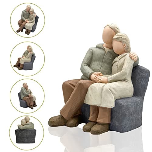 Couple Anniversary Sculpted Hand-Painted Figure Gifts Husband and Wife Wedding Figurine Gift, Happy 10th - 80th Anniversary Statue for Him and Her Together