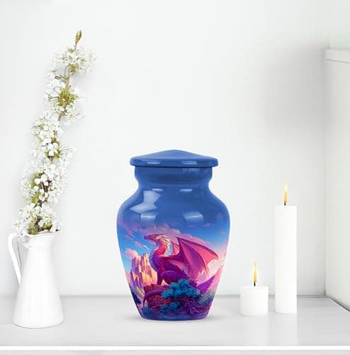 YATHABHSIA Dragon Cremated Reamins Urns, Burial Urns for Adult Human Ashes, Decorative for Funeral & Burial, Memorial Gift, 3 Inch Mini Urn, Blue B0F8QQQZJL