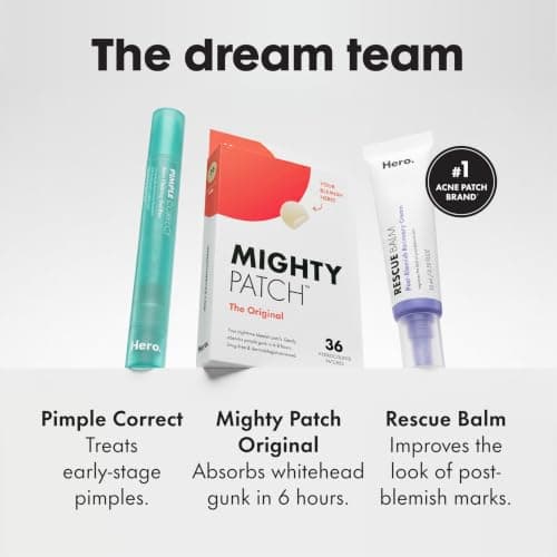 #1 Hydrocolloid Acne Patches, Shrinking Zits & Whiteheads in 1 Use, Spot Treatment, Pimple Stickers for Face Mighty Patch Hero Cosmetics Original Nighttime Acne Pimple Patches, 36 Ct B074PVTPBW