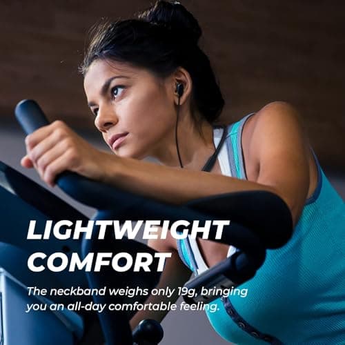 N18 Neckband Bluetooth Earbuds, Wireless Bluetooth 5.2 Headphones with Microphone, Ultra-Lightweight Comfort, IPX7 Waterproof, Deep Bass Strong Beat, 20H Playtime, Magnetic Earphones (Black)