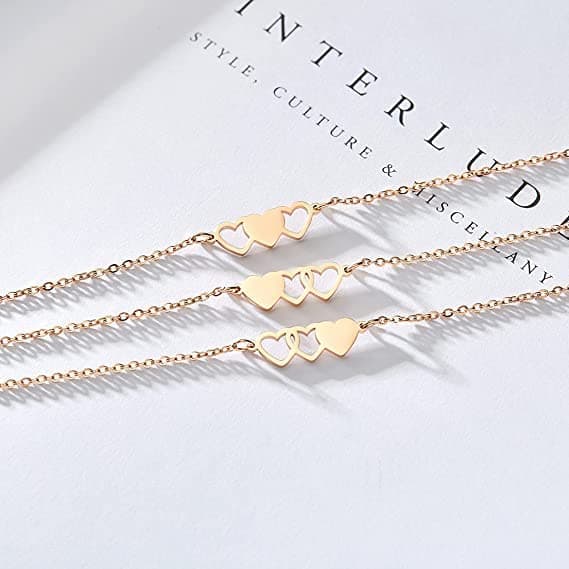 Sunflower Jewellery Friendship Necklace for 3 4 Stainless Steel Heart-Shaped Necklace/Bracelet Three Hearts Composed of Friendship Necklace/Bracelet, Gifts for Friends