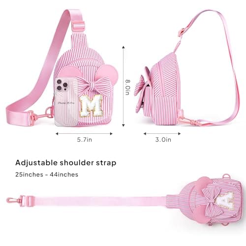 Personalized Gifts for Girls Sling Bag Purse for Toddler, 2 3 4 5 6 7 8 Year Old Girls Crossbody Bag Toddler Purse Anoup Gifts for 2 3 4 5 6 Year Old Girl Sling Bag for Girls Kids, Pink E B0GY869KBQ