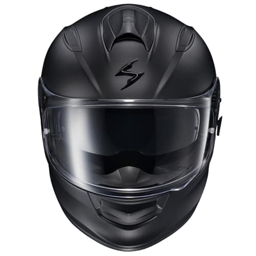 ScorpionEXO Ryzer Full Face Motorcycle Helmet with Pinlock Ready Shield with Integrated Speaker Pockets DOT ECE Approved Solid (Matte Black - X-Large)