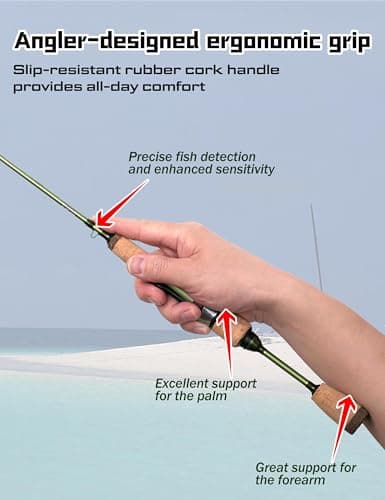 LITTMA Wild Streams Ultralight Spinning&Casting Trout Rod, 2-Piece Fishing Rod for Crappie, Panfish & Micro Fishing, Green Carbon Fiber Blank with Cork Handle, 5’6”/6’/6’6”/7’