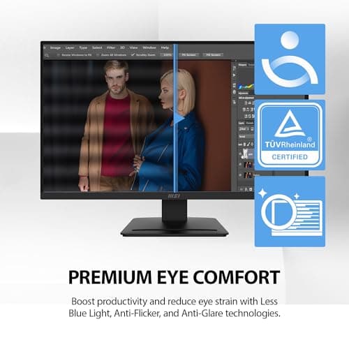 msi PRO MP273L E14 27-inch IPS 1920 x 1080 (FHD) Gaming Office Monitor, 144Hz, Adaptive-Synch, HDR Ready, HDMI, VGA Port,VESA Mountable, Tilt, 4-Side Slim Bezel,1ms, Black
