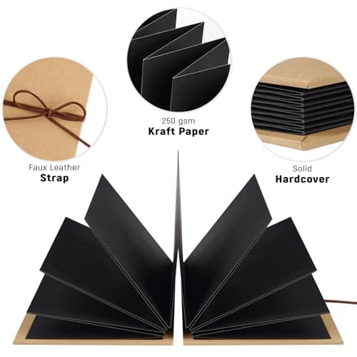 Stretchable Folding Mini Scrapbook, Hardcover Accordion Scrapbook, Small Black Photo Album, Adventure Book, Travel Scrapbook Small Scrapbook Album with DIY Accessories Kit, 6 x 8 Inch, 34 Pages B0D3DDGXJ6