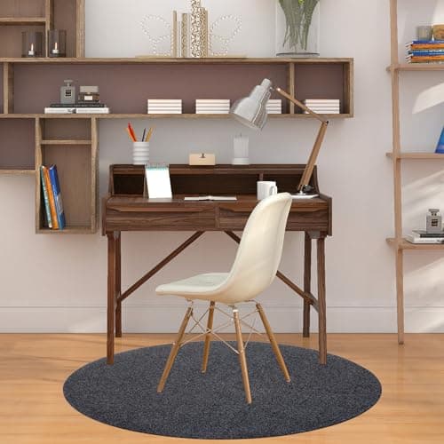 Office Chair Mat, Round Floor Mat for Home, 39inch Diameter Low Pile Heavy Duty Non Slip Multi-Purpose Desk Chair Mat Rug for Hardwood Tile Floor Carpets (Dark Grey)