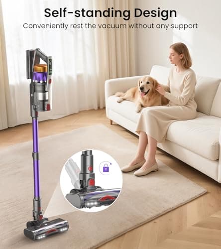 NADALY Cordless Vacuum Cleaner, 650W 55KPA 70Mins Vacuum Cleaners for Home, Anti-Tangle, Self-Standing Stick Vacuum Cordless Rechargeable, Lightweight Vacuum for Hardwood Floors/Pet Hair/Carpet