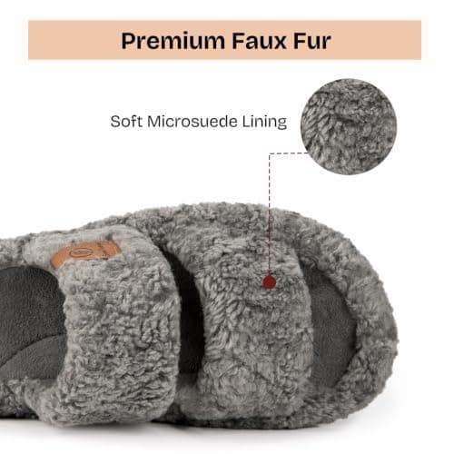 Machine-washable, Gifts, Memory Foam, Anti-slip Sole, Lightweight, Indoor and Outdoor, Cozy EverFoams Womens Fuzzy Open-toe Slippers Memory Foam Indoor House Shoes B0CLGNYKFR
