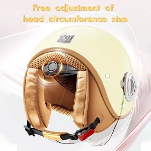 DOT Approved Kids 3/4 Open Face Motorcycle Helmet, Retro Vintage Lightweight Helmets, for Boys & Girls 3-15 Years Old Electric Scooter Helmet Fits Dirt Bike Moped ATV Go Kart 4 Wheeler
