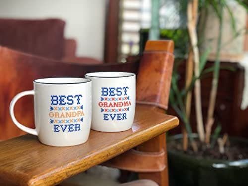 Triple Gifffted Worlds Best Grandparents Coffee Mugs for Grandma and Grandpa Gifts Ideas From Grandkids, Grandchildren, New First Time Grandparent Announcement Christmas Valentines Day, Ceramic 380ml