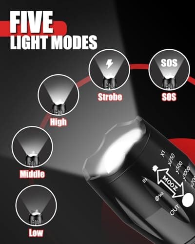 Victoper LED Flashlight 2 Pack, Bright Tactical Torch High Lumens with 5 Modes, Waterproof Zoomable Flash Light for Outdoor, Gifts for Men, Dorm Room Hunting Camping Essentials Gear for Guys