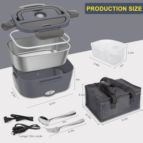 Leakproof, Removable Easy Clean, 12V/24V Car/Truck & 110V Home Use, Lonchera Eléctrica Portátil with Bag Tableware, Gifts Carsolt 1.5L Electric Lunch Box, Heated Lunch Box Food Warmer for Adults B09YXSNCTM