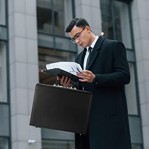 Briefcases for Men, Professional Leather Briefcase with Lock, Hard Shell Business Brief Case, Durable Executive Attache Case for Laptop Documents, Mens Hard Briefcase for Work Office Travel