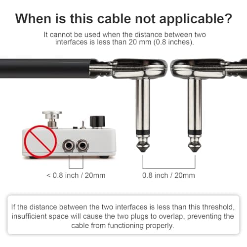 karmiero 3Pcs Guitar Patch Cables, 6'' Guitar Pedal Cables with Metal Right Angle Plug, Premium Pedals Board Patch Cable for Amp/Amplifier, Mixer, Electric Bass