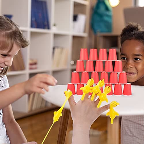 POPLAY 42PCS Flying Chicken Slingshot, Party Favors Treasure Box Toys for Kids 4 to 8, Flicking Rubber Chickens Finger Toys for Christmas Stocking Stuffers, Classroom Prizes, Xmas Gifts Goodie Bag