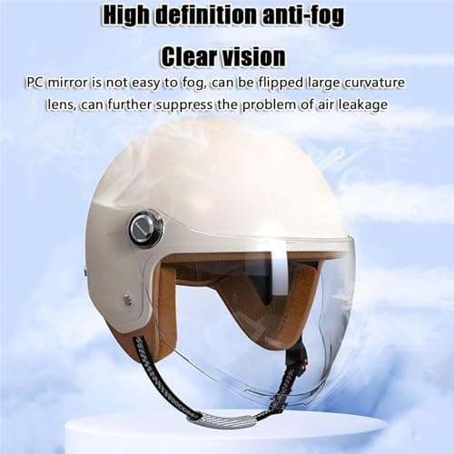 Retro 3/4 Motorcycle Half Helmets,DOT Approved Vintage Scooter Dirt-Bike Go-Kart Moped Electric Bicycle Light Quick Buckle Open Face ATV Helmet for Adult Men Women